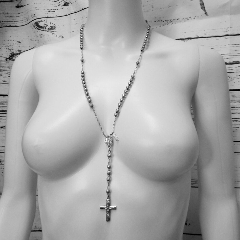 925 Sterling Silver Rosary Necklace View 2